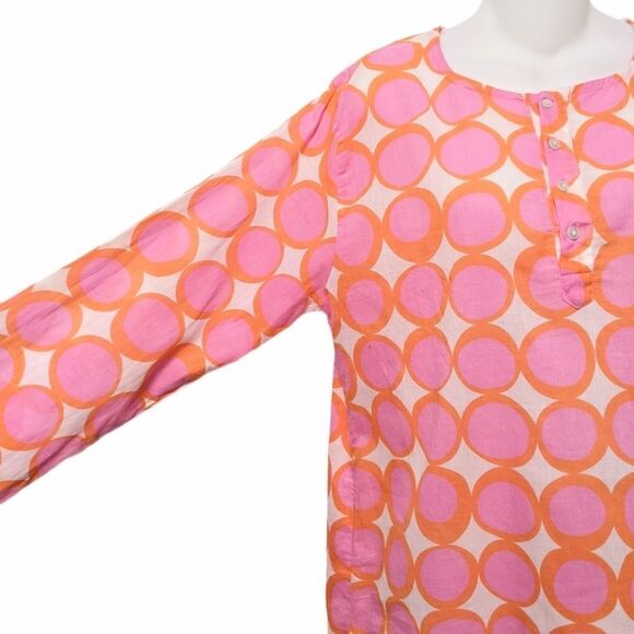 SEE DESIGN 70's Circle Dot Mod Popover Tunic M - Picture 2 of 8